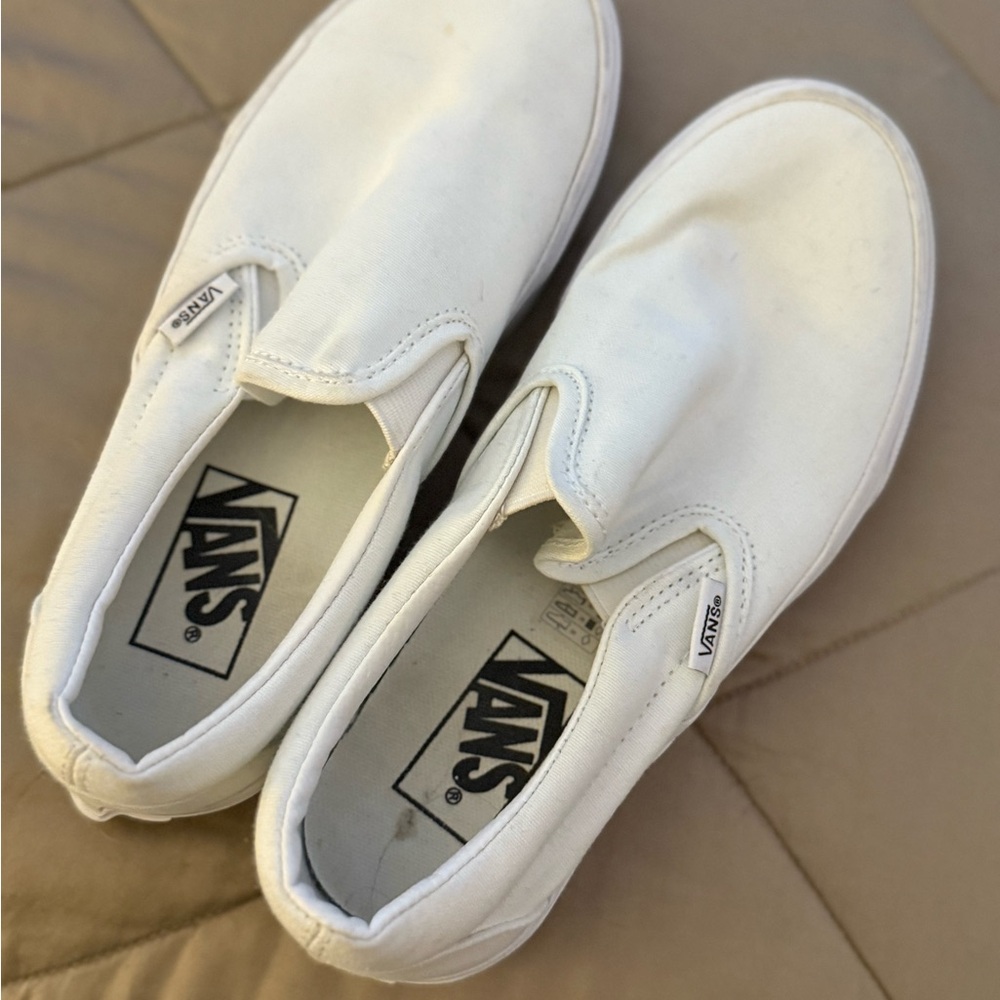 Vans Women's White Slip-On Sneakers
